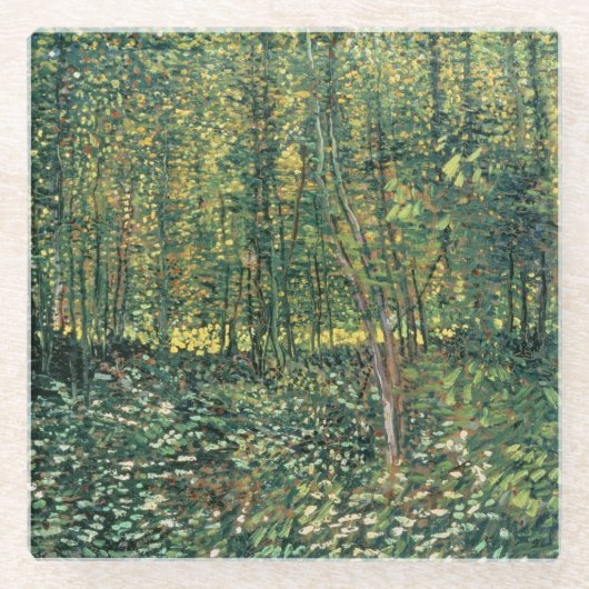 Vincent van Gogh | Bomen en ondergroei, 1887 Glazen Onderzetter (Voorkant)