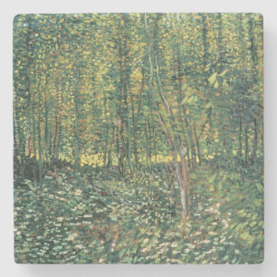Vincent van Gogh Bomen en ondergroei, 1887 Stenen Onderzetter
