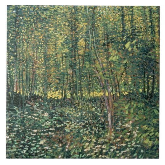 Vincent van Gogh | Bomen en ondergroei, 1887 Tegeltje (Voorkant)