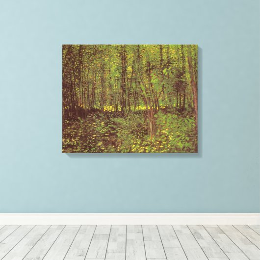 Vincent van Gogh - Bomen en Ondergroei Canvas Afdruk (Insitu (Houten vloer))