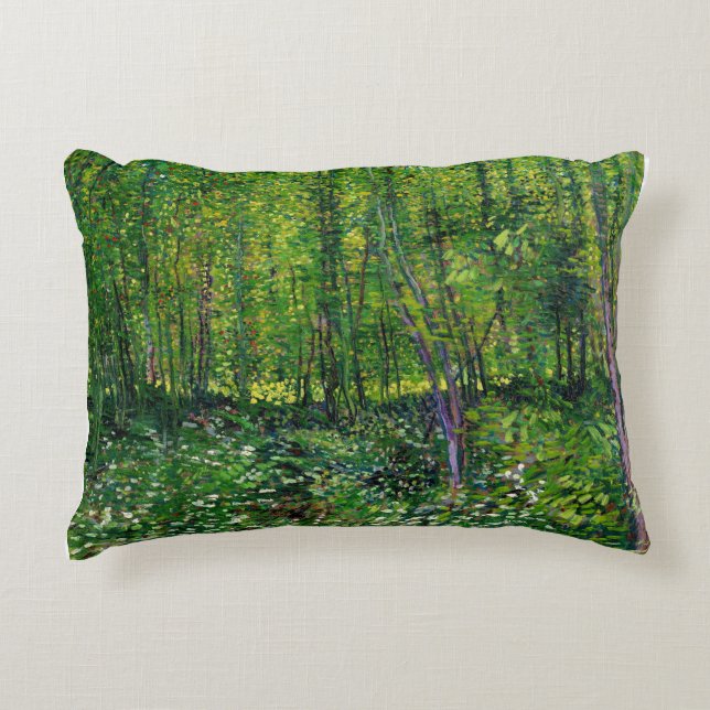 Vincent Van Gogh Bomen En Ondergroei Decoratief Kussen (Voorkant)