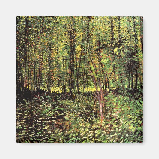 Vincent Van Gogh - Bomen en Ondergroei Fijne Kunst Magneet (Voorkant)
