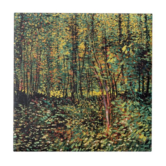 Vincent Van Gogh - Bomen en Ondergroei Fijne Kunst Tegeltje (Voorkant)