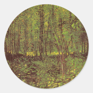Vincent van Gogh - Bomen en Ondergroei Ronde Sticker