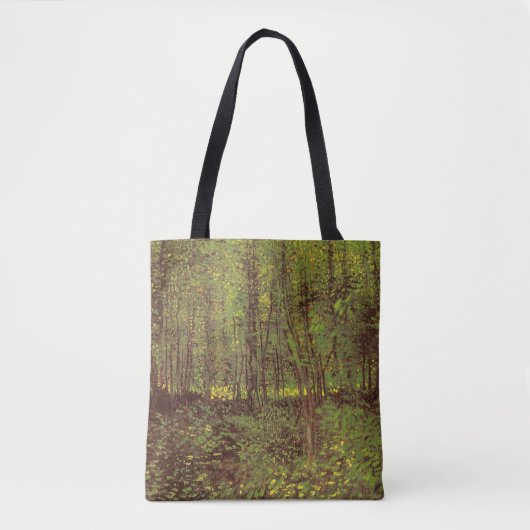 Vincent van Gogh - Bomen en Ondergroei Tote Bag (Voorkant)