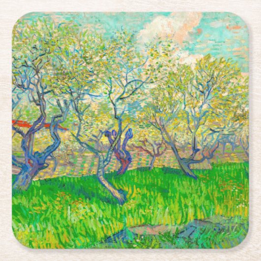 Vincent van Gogh Boomgaard in bloei Kartonnen Onderzetters (Voorkant)