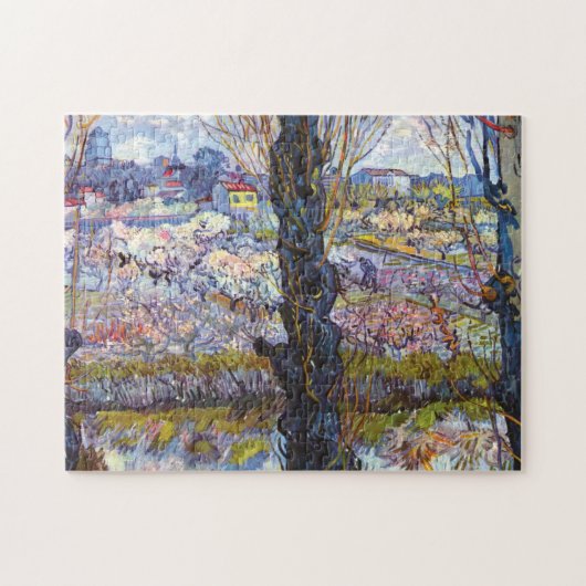 Vincent Van Gogh – Boomgaard in bloei met populier Legpuzzel (Horizontaal)