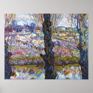Vincent Van Gogh – Boomgaard in bloei met populier Poster