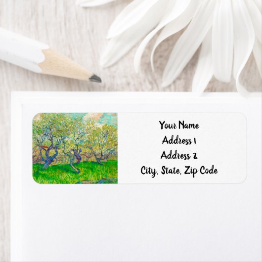 Vincent van Gogh Boomgaard in Blossom Etiket (Insitu)