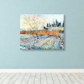 Vincent Van Gogh - Boomgaard met perzikbomen Canvas Afdruk (Insitu (Houten vloer))
