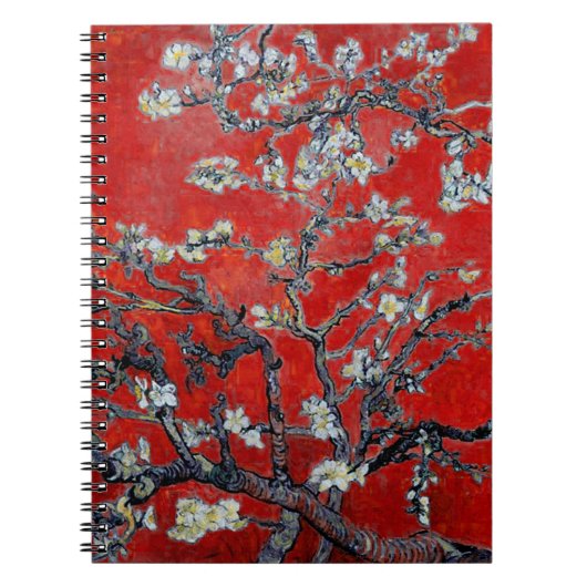 Vincent van Gogh Branches met Almond Blossom Red Notitieboek (Voorkant)
