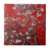 Vincent van Gogh Branches met Almond Blossom Red Tegeltje (Voorkant)