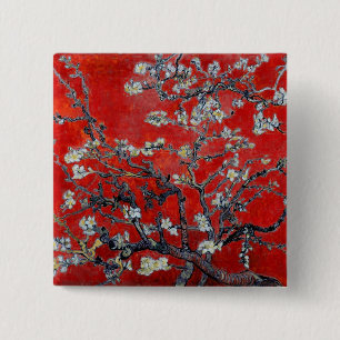 Vincent van Gogh Branches met Almond Blossom Vierkante Button 5,1 Cm