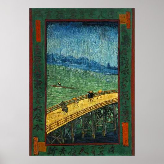 Vincent van Gogh Bridge in Rain (na Hiroshige) Poster (Voorkant)