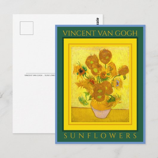 VINCENT VAN GOGH ... BRIEFKAART VAN SUNFLOWERS (Voorkant / Achterkant)