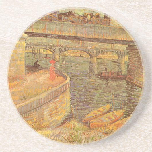 Vincent van Gogh Bruggen over de Seine Asnières Zandsteen Onderzetter (Voorkant)