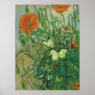 Vincent Van Gogh - Butterflies en poppies 1 april Poster