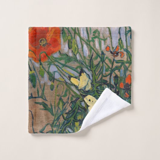 Vincent van Gogh - Butterflies en Poppies Bad Handdoek (Wasdoekje)