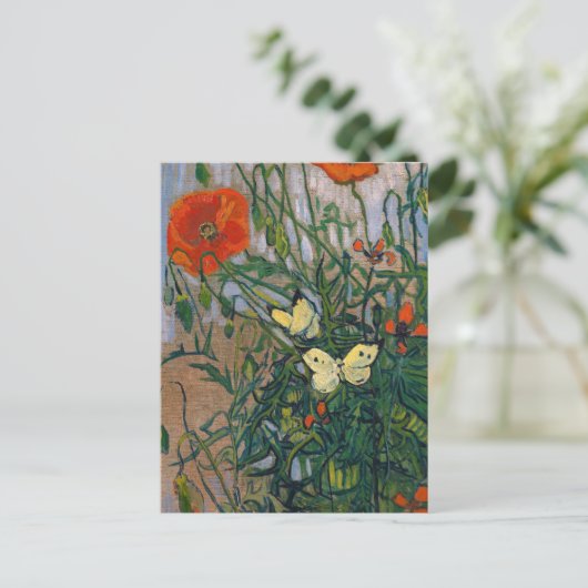 Vincent van Gogh - Butterflies en Poppies Briefkaart (Staand voorkant)