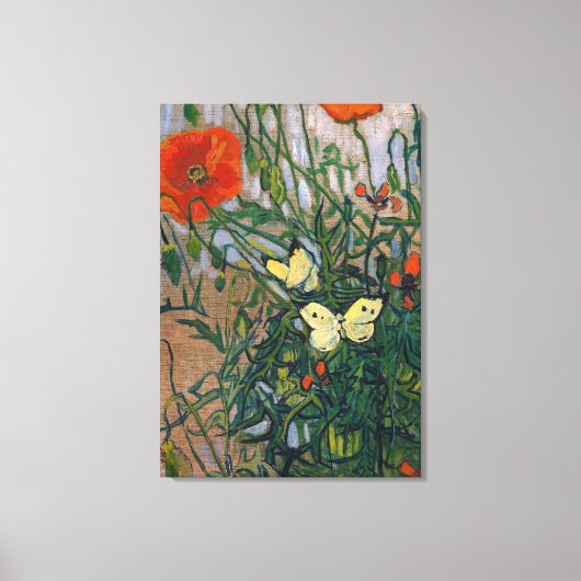 Vincent van Gogh - Butterflies en Poppies Canvas Afdruk (Voorkant)