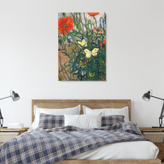 Vincent van Gogh - Butterflies en Poppies Canvas Afdruk (Insitu (Slaapkamer))