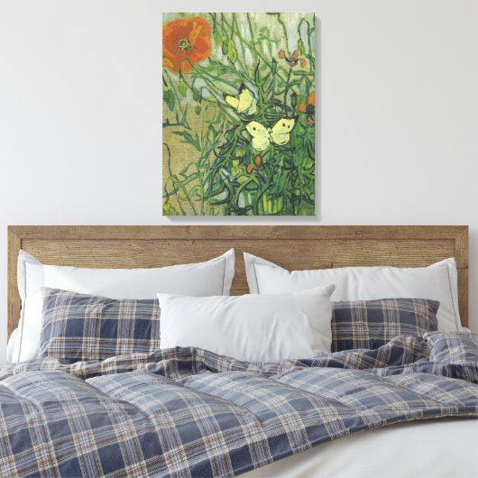Vincent Van Gogh - Butterflies en poppies Canvas Afdruk (Insitu (Slaapkamer))