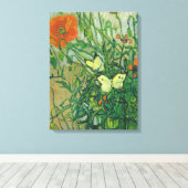 Vincent Van Gogh - Butterflies en poppies Canvas Afdruk (Insitu (Houten vloer))