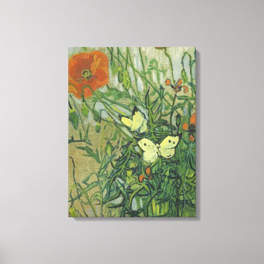 Vincent Van Gogh - Butterflies en poppies Canvas Afdruk (Voorkant)