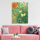 Vincent Van Gogh - Butterflies en poppies Canvas Afdruk (Insitu (Woonkamer))