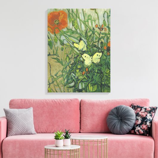Vincent Van Gogh - Butterflies en poppies Canvas Afdruk (Insitu (Woonkamer))