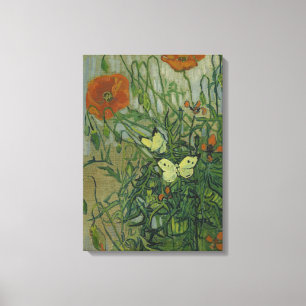 Vincent van Gogh - Butterflies en Poppies Canvas Afdruk