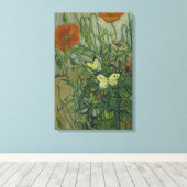 Vincent van Gogh - Butterflies en Poppies Canvas Afdruk (Insitu (Houten vloer))