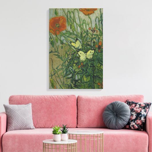 Vincent van Gogh - Butterflies en Poppies Canvas Afdruk (Insitu (Woonkamer))