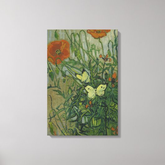 Vincent van Gogh - Butterflies en Poppies Canvas Afdruk (Voorkant)