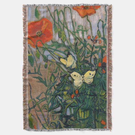 Vincent van Gogh - Butterflies en Poppies Deken (Voorkant Verticaal)