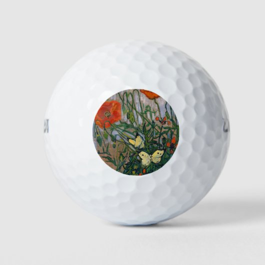 Vincent van Gogh - Butterflies en Poppies Golfballen (Voorkant)