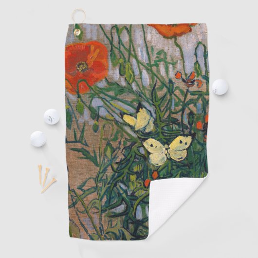 Vincent van Gogh - Butterflies en Poppies Golfhanddoek (Insitu)