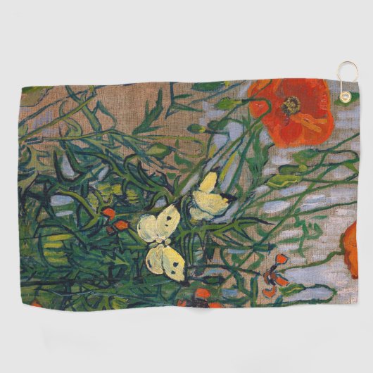 Vincent van Gogh - Butterflies en Poppies Golfhanddoek (Horizontaal)