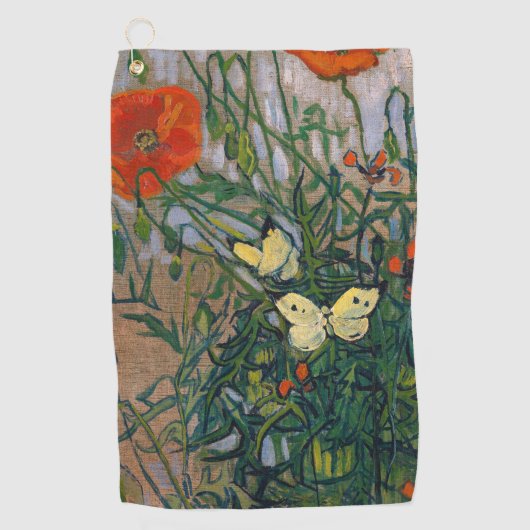 Vincent van Gogh - Butterflies en Poppies Golfhanddoek (Voorkant)