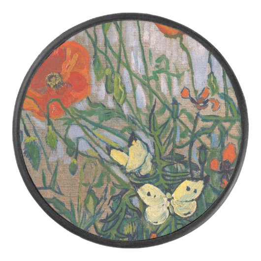 Vincent van Gogh - Butterflies en Poppies Hockey Puck (Voorkant)