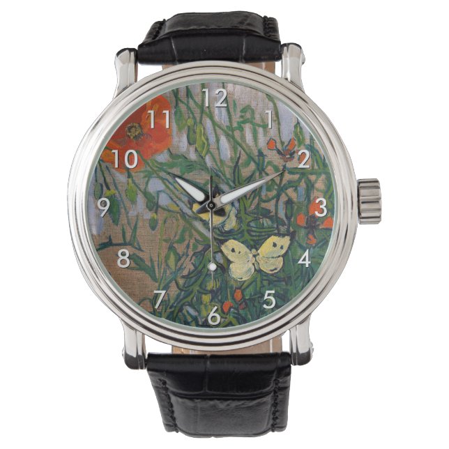 Vincent van Gogh - Butterflies en Poppies Horloge (Voorkant)