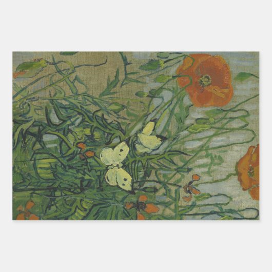 Vincent van Gogh - Butterflies en Poppies Inpakpapier Vel (Voorkant 3)