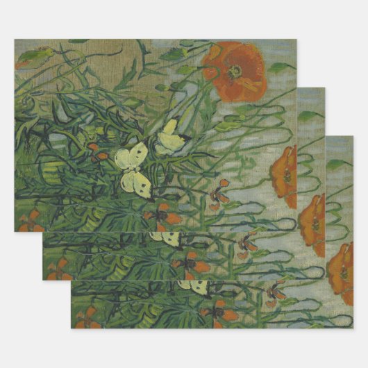 Vincent van Gogh - Butterflies en Poppies Inpakpapier Vel (Set)
