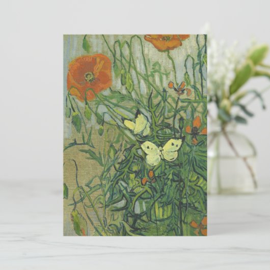 Vincent Van Gogh - Butterflies en poppies Kaart (Staand voorkant)