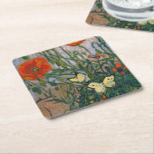 Vincent van Gogh - Butterflies en Poppies Kartonnen Onderzetters (Schuin)