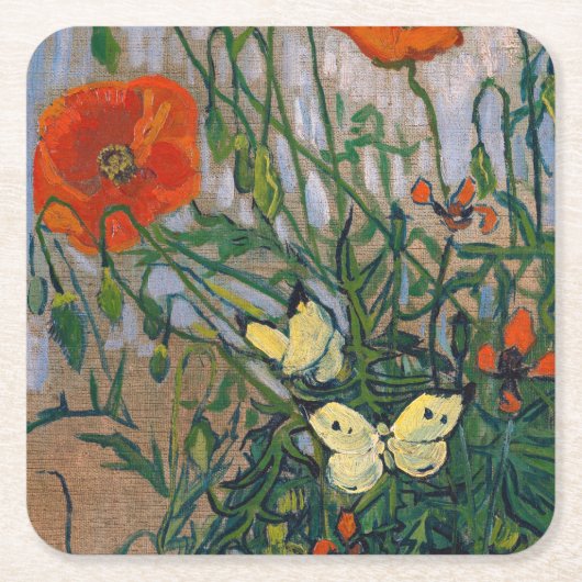 Vincent van Gogh - Butterflies en Poppies Kartonnen Onderzetters (Voorkant)