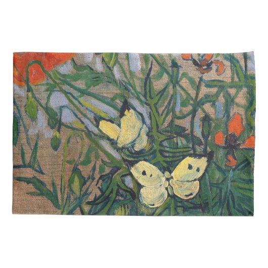 Vincent van Gogh - Butterflies en Poppies Kussensloop (Achterkant)