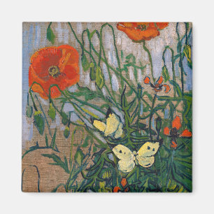 Vincent van Gogh - Butterflies en Poppies Magneet