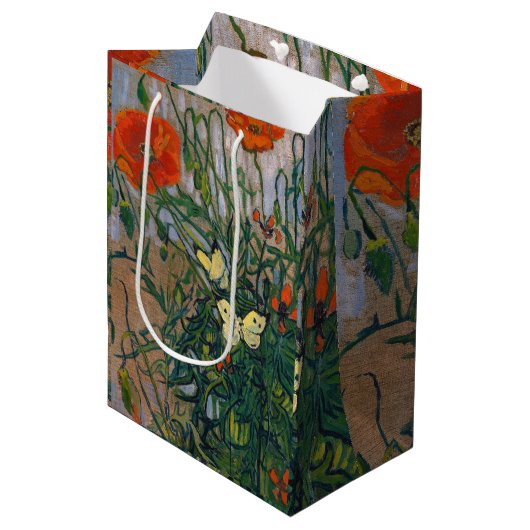Vincent van Gogh - Butterflies en Poppies Medium Cadeauzakje (Voorkant Gekanteld)