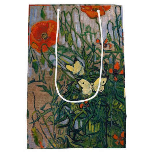 Vincent van Gogh - Butterflies en Poppies Medium Cadeauzakje (Achterkant)